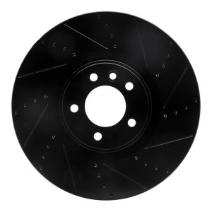 Land Rover Range Rover Sport Brake Rotor (1) - Front Right - R1 Concepts - Drilled & Slotted - Black - `10-`17